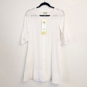 Ethos Paris Fola White Organic Banana Fiber Tunic Dress Size XS